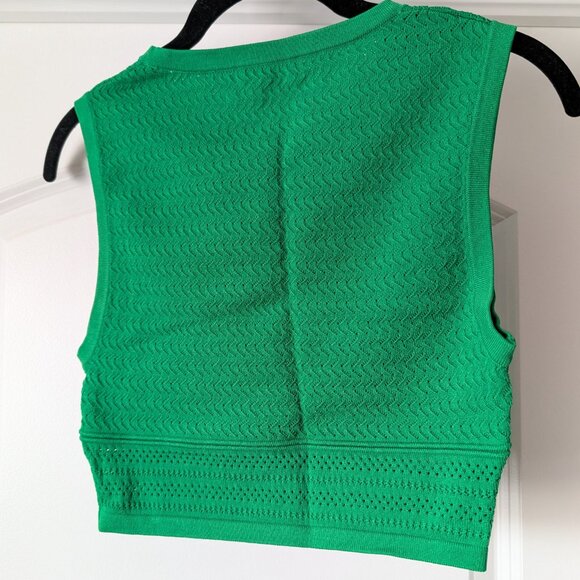 Babaton Pointelle Knit Cropped Tank Green - Picture 4 of 5